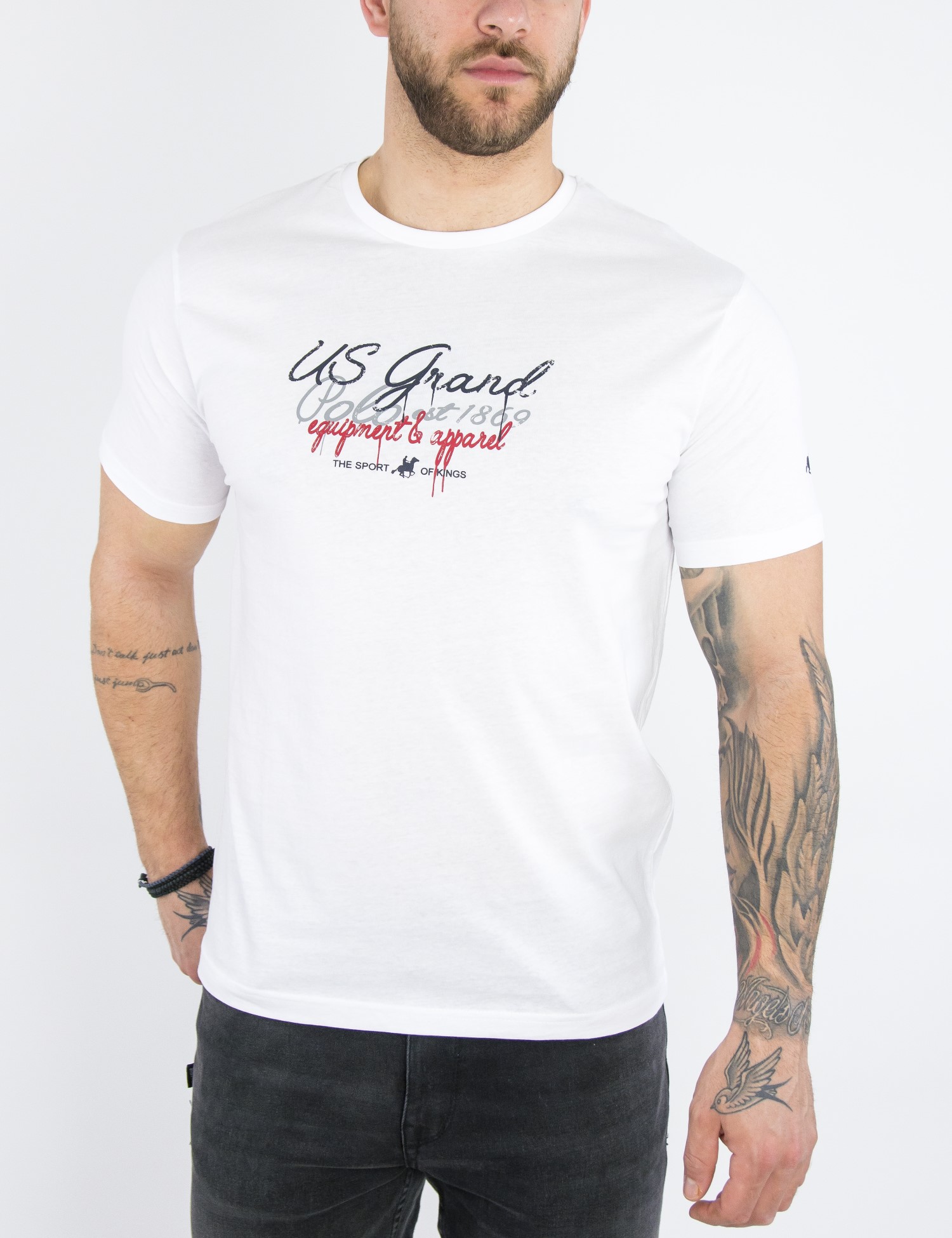 ΑΝΔΡΑΣ > ΑΝΔΡΙΚΑ ΡΟΥΧΑ > ΜΠΛΟΥΖΕΣ > T-Shirt US Grand Polo ανδρική λευκή κοντομάνικη μπλούζα UST694